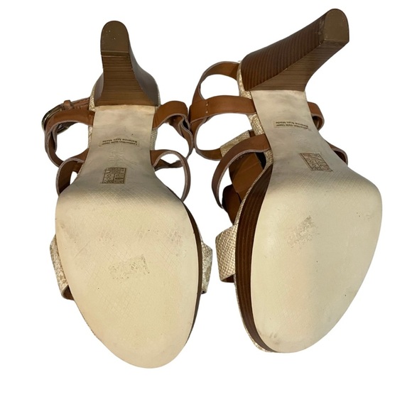 Franco Sarto US 9 L-Betsy Stylish Brown Leather Women's Heels Sandles - Picture 5 of 10